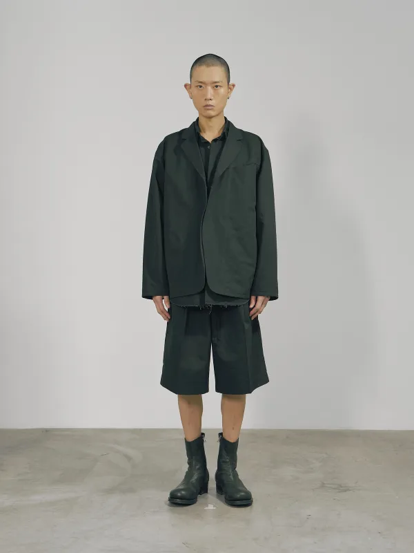 Black Cotton Twill Snap-Front Jacket made by APOC