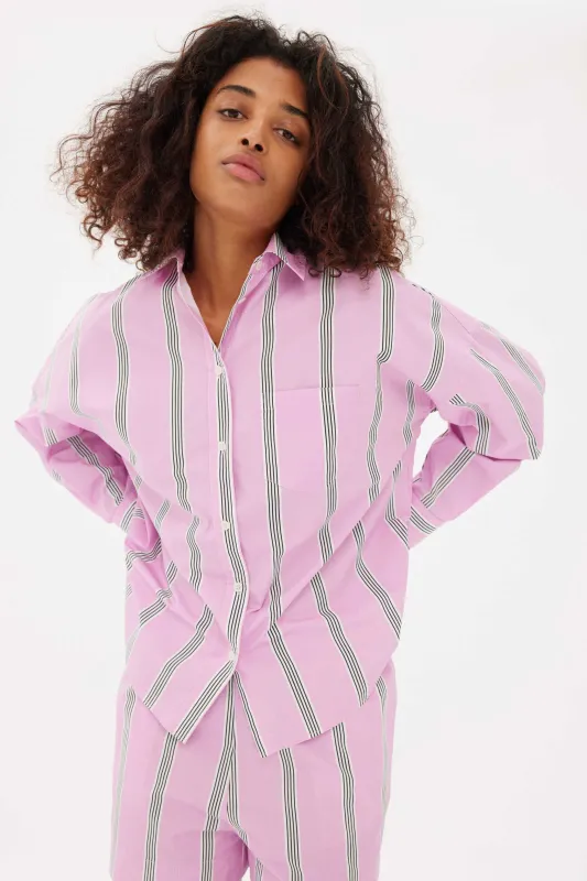 Chiara Shorts - Striped Pink/White/Black made by LMND