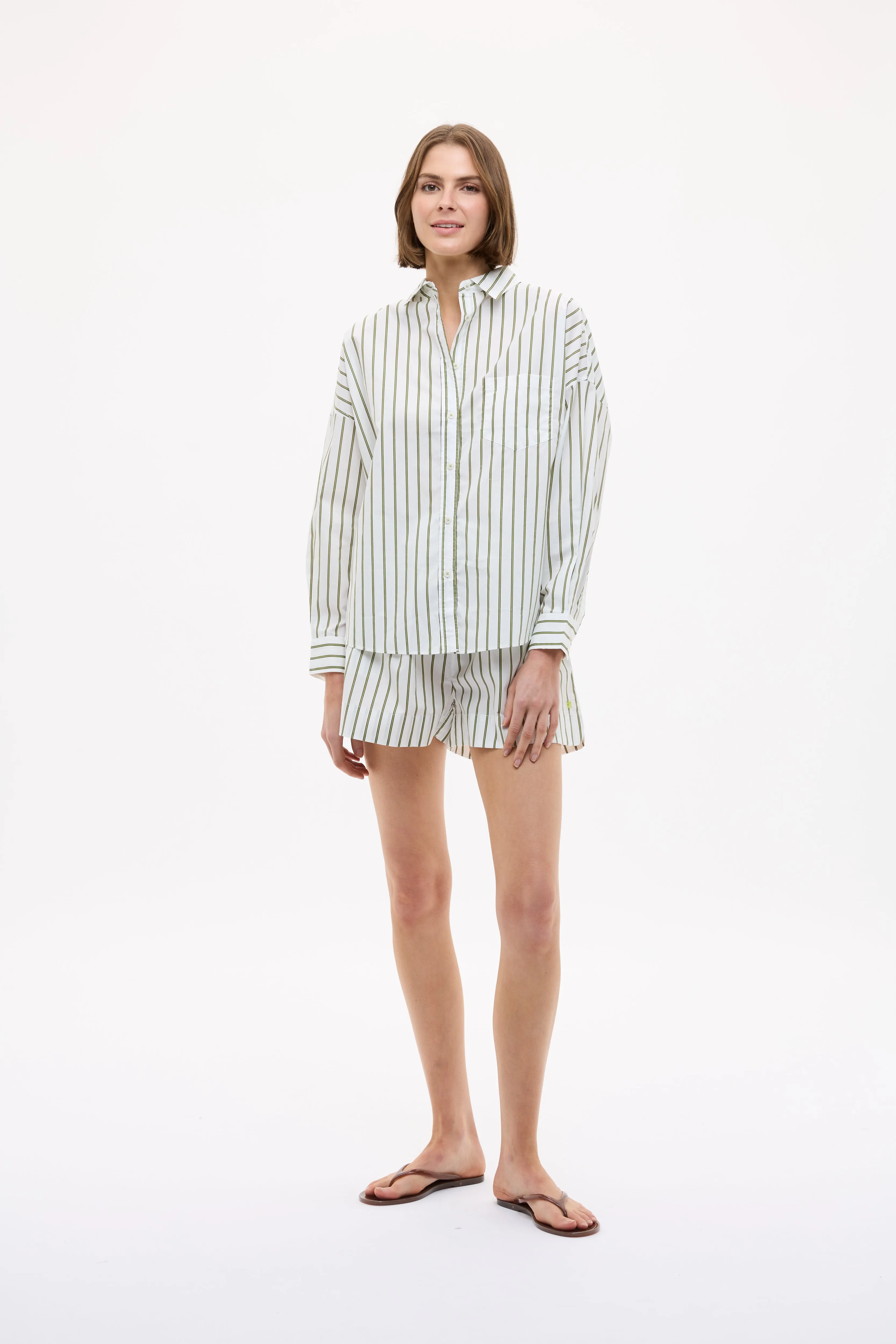 Chiara Long Sleeve Shirt Stripe - Natural/Dark Olive/Sunny Lime sold by LMND product image thumbnail 4