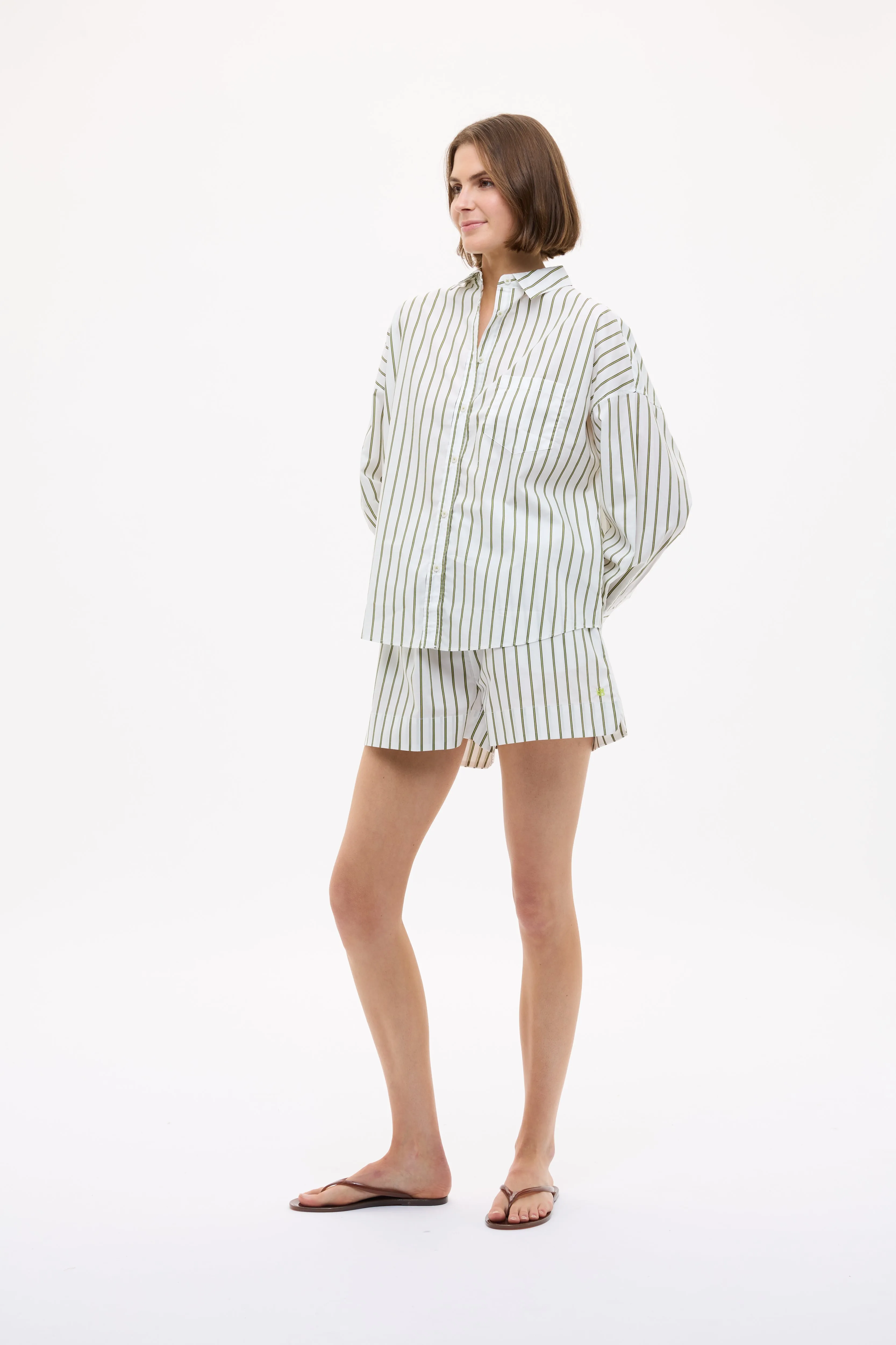 Chiara Long Sleeve Shirt Stripe - Natural/Dark Olive/Sunny Lime sold by LMND product image thumbnail 5