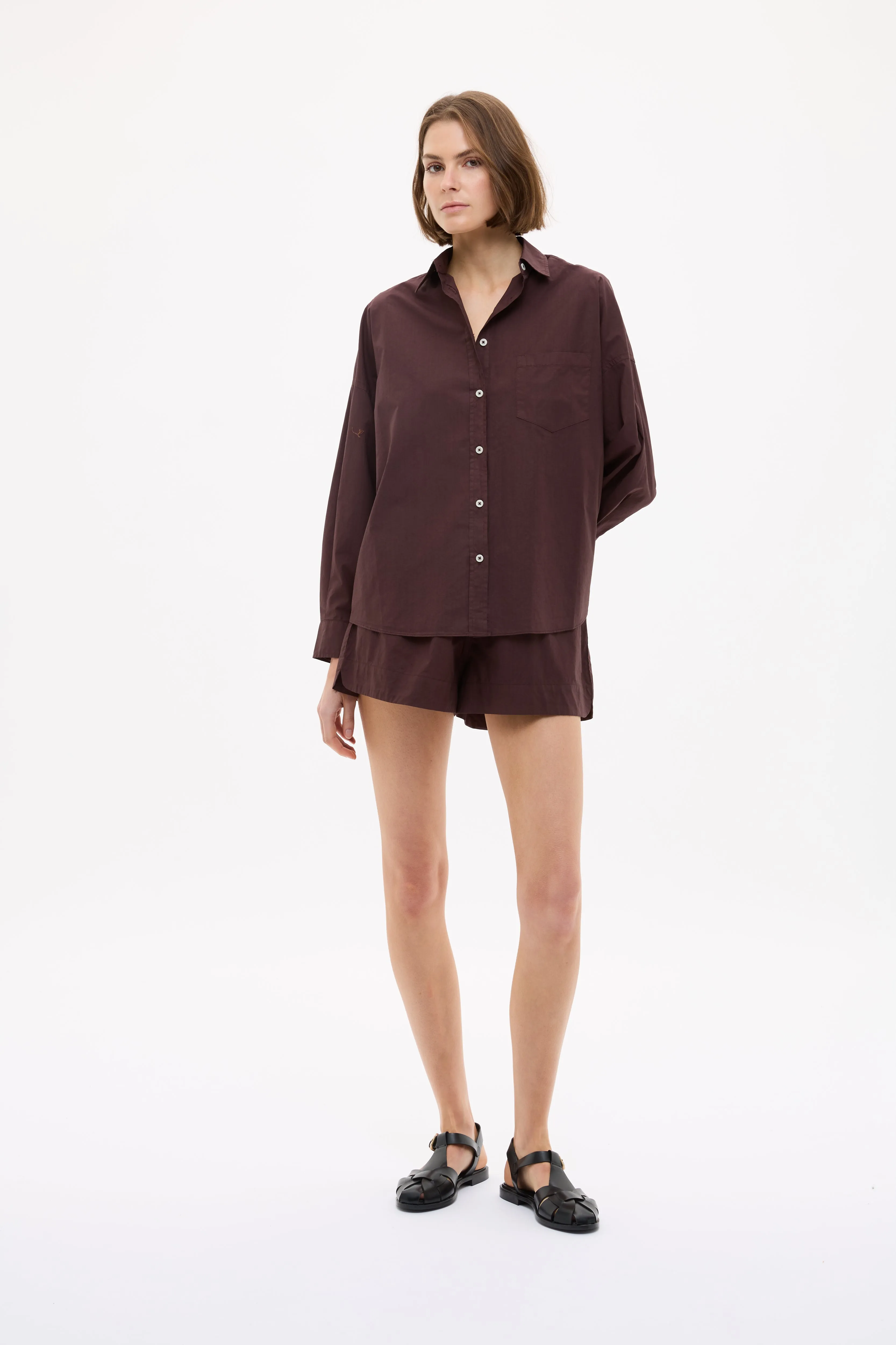 Chiara Long Sleeve Shirt Classic - Chocolate sold by LMND