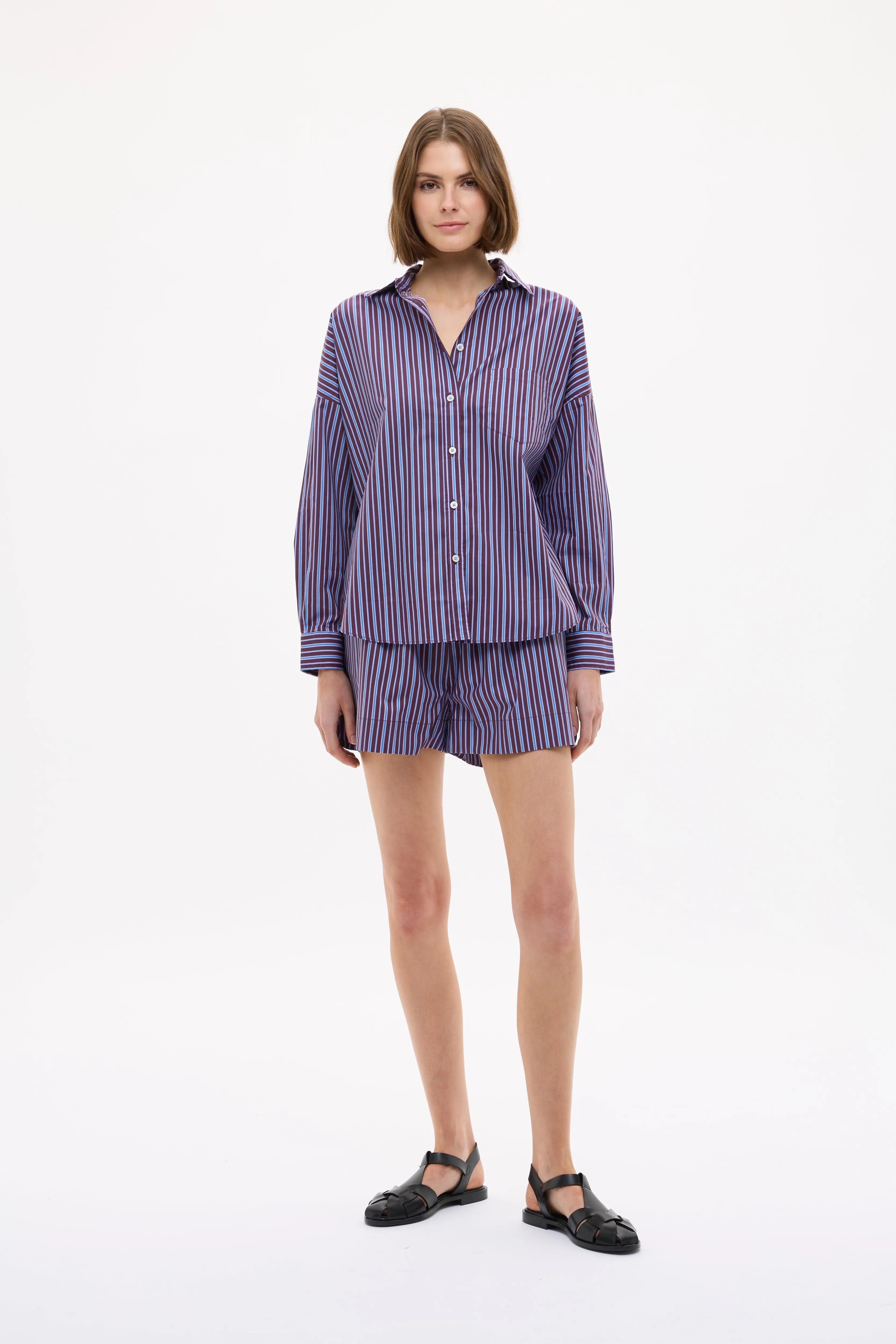 Chiara Long Sleeve Shirt Stripe - Fig/Ink Blue/ Pastel Lilac sold by LMND product image thumbnail 4