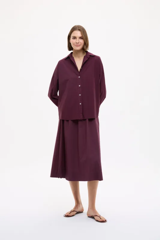 Chiara Long Sleeve Backless Shirt - Fig made by LMND