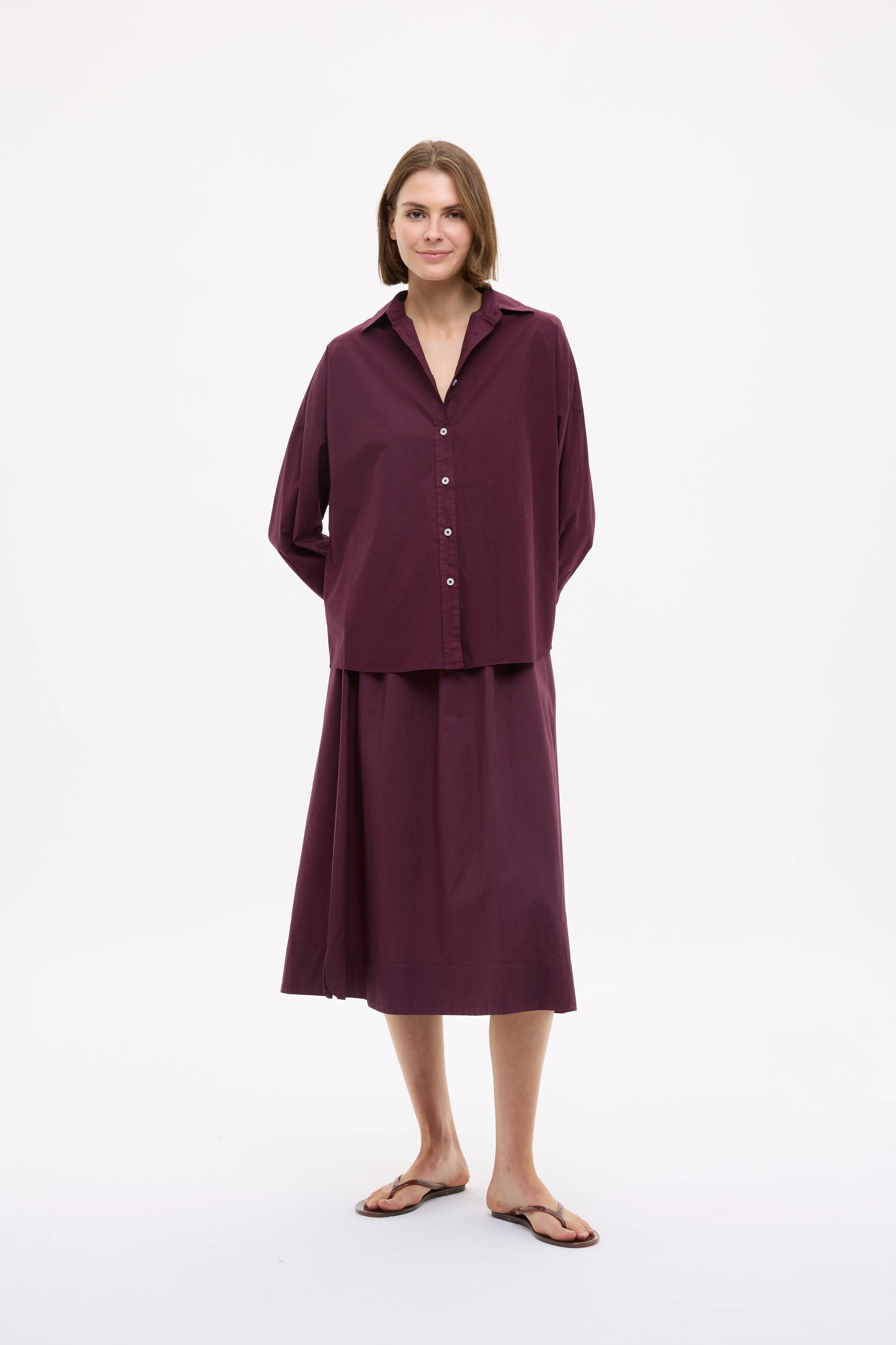 Chiara Long Sleeve Backless Shirt - Fig sold by LMND
