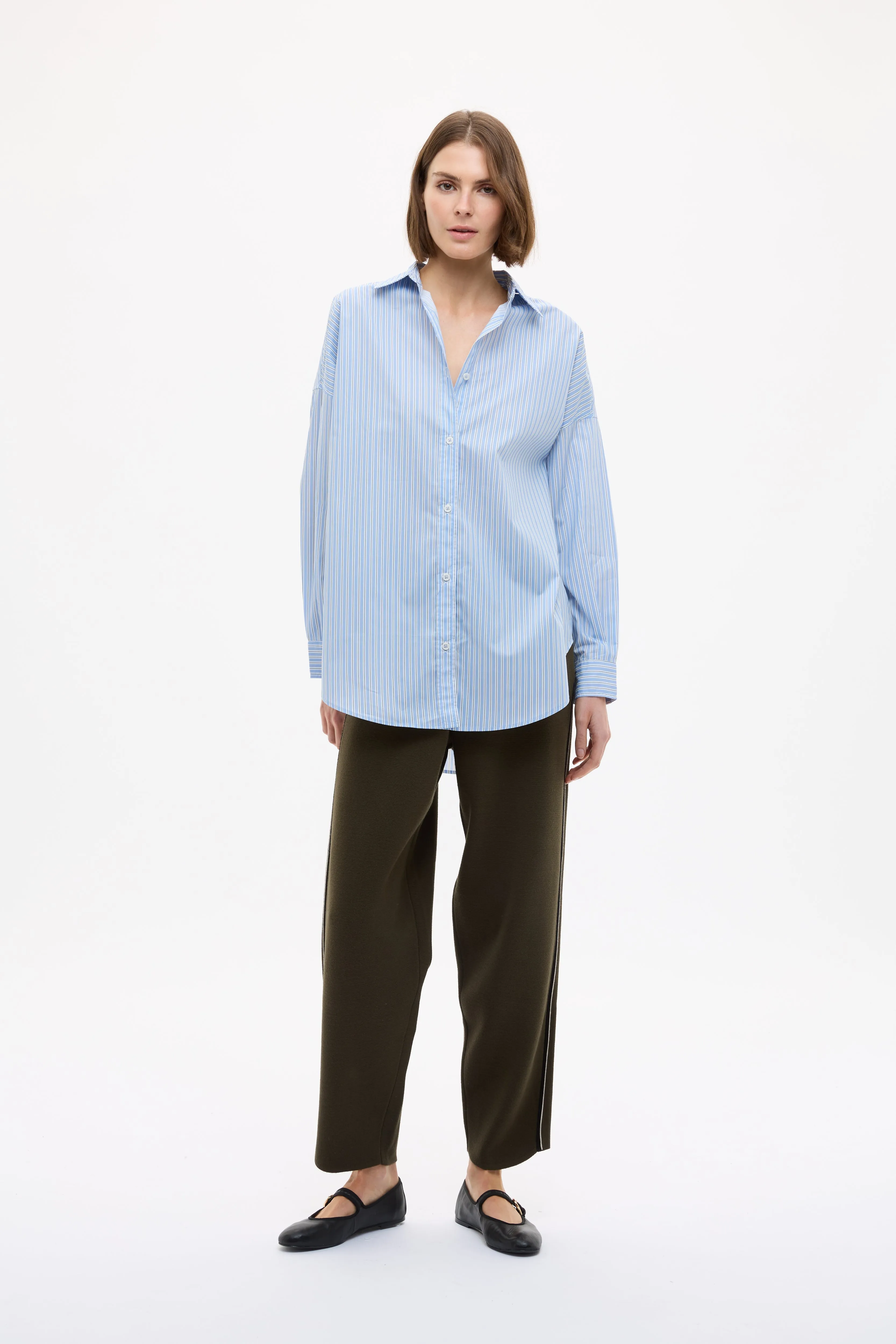 Mara Oversized Long Sleeve Shirt Stripe - Sky/Natural/Navy sold by LMND product image thumbnail 4