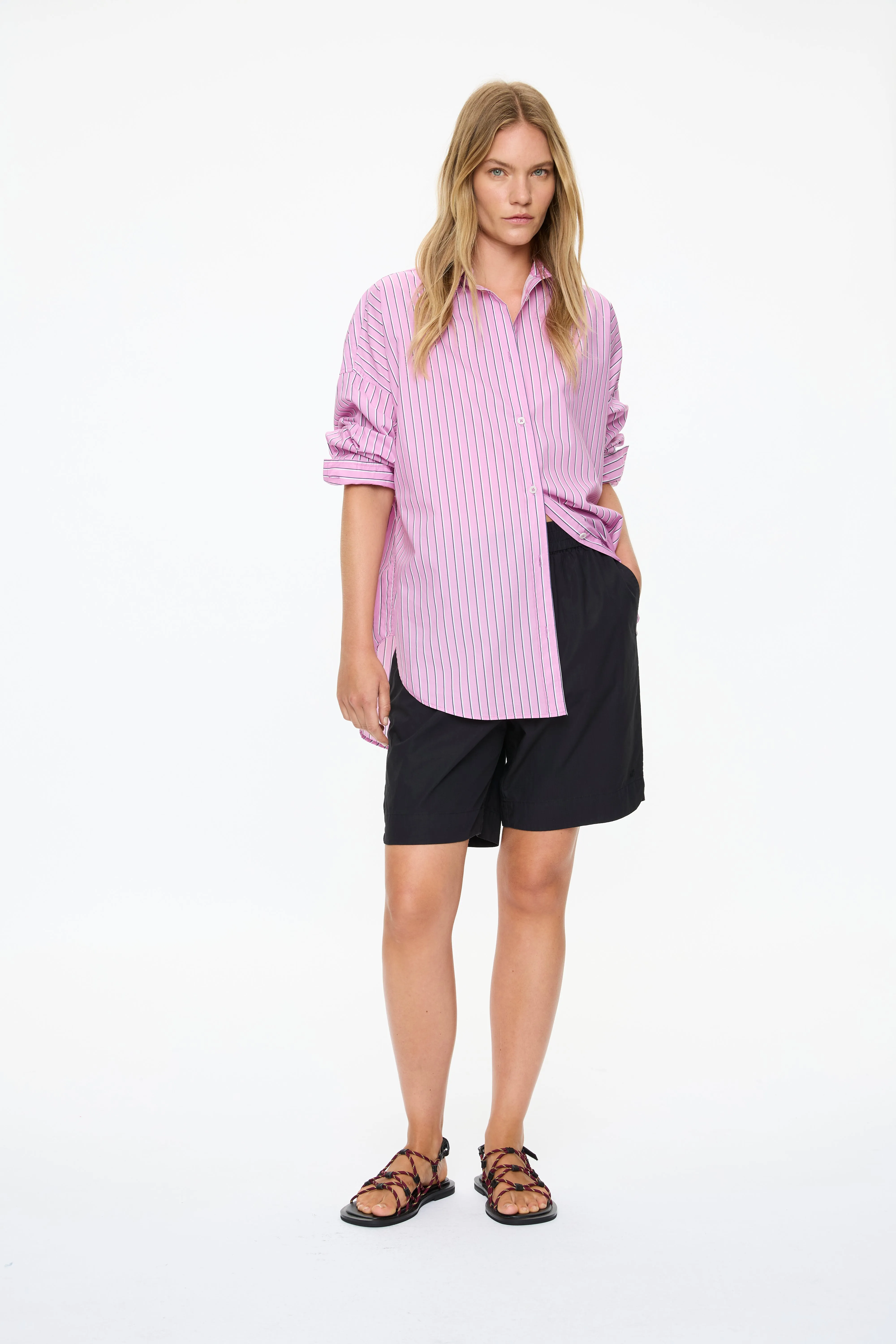 Mara Oversized Long Sleeve Shirt Stripe - Rose Glow/Natural/Navy sold by LMND product image thumbnail 2