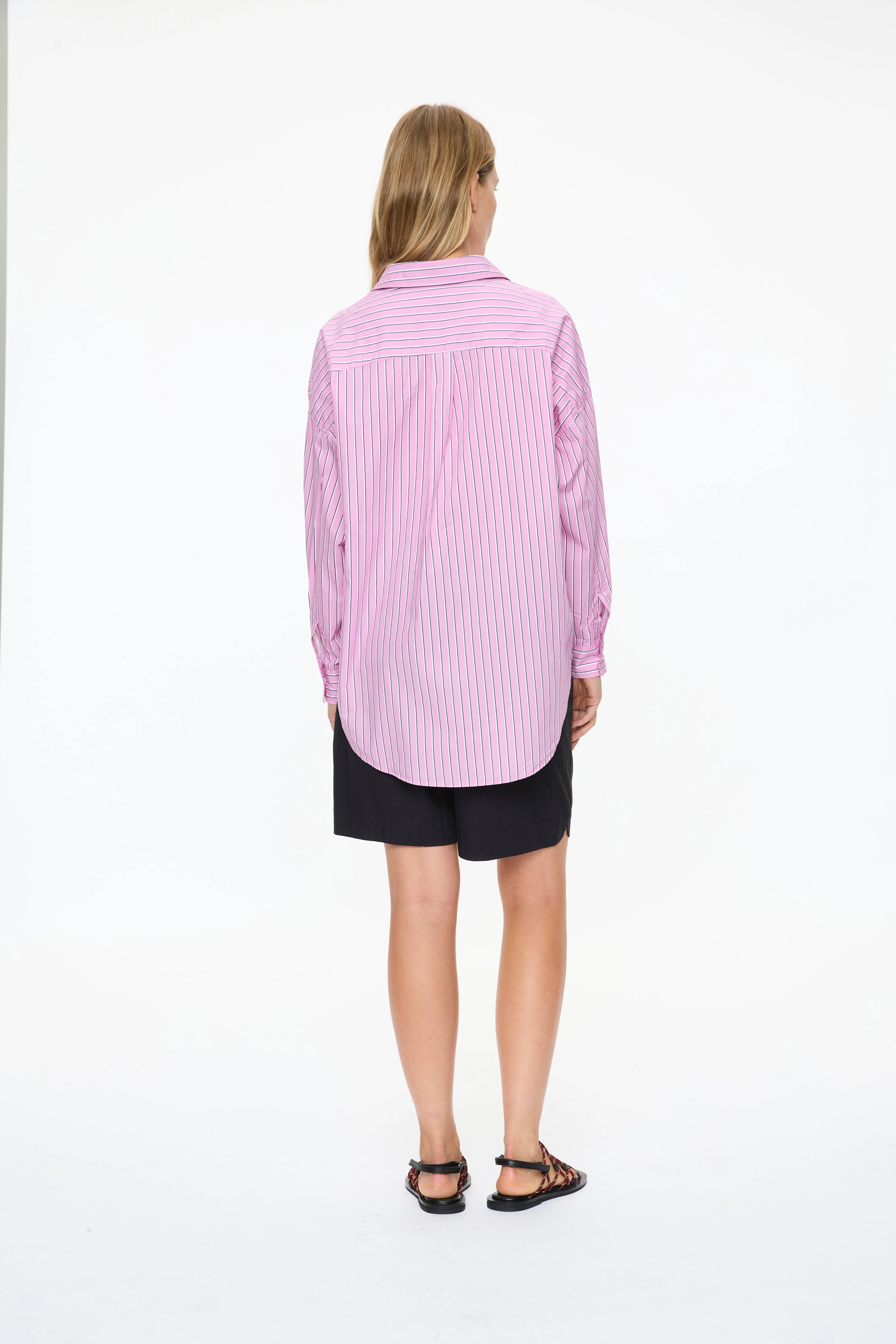Mara Oversized Long Sleeve Shirt Stripe - Rose Glow/Natural/Navy sold by LMND product image thumbnail 4