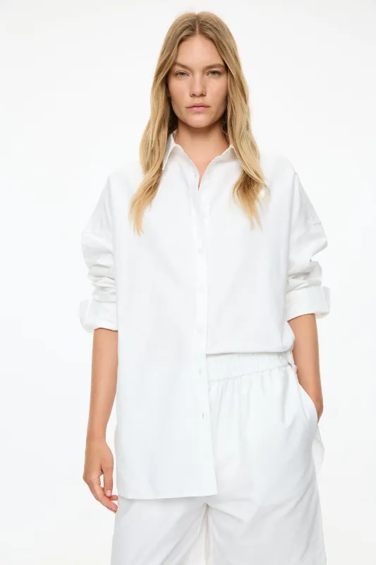 Mara Oversized Long Sleeve Shirt  -  White made by LMND