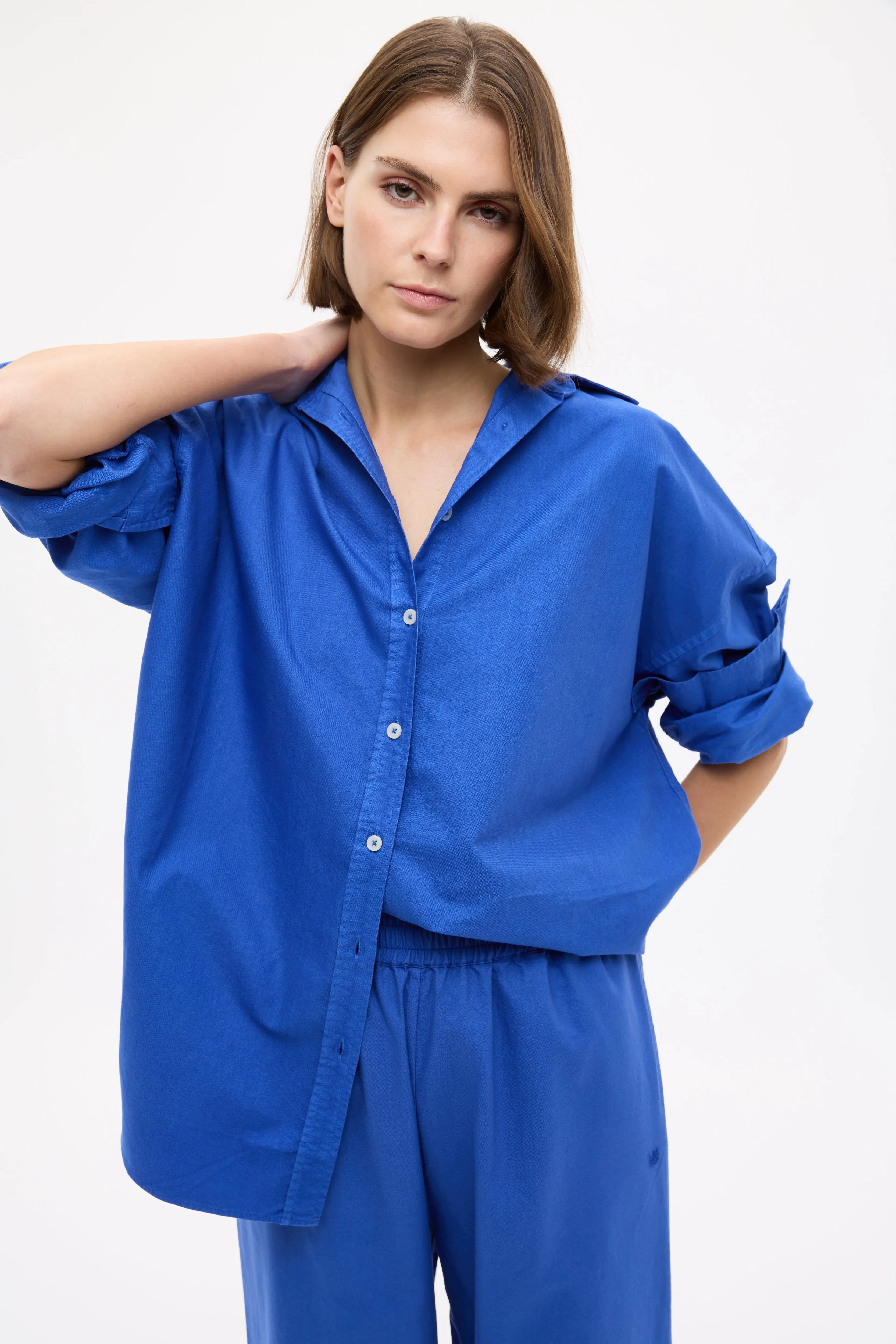 Mara Oversized Long Sleeve Shirt - Cobalt Blue sold by LMND product image thumbnail 2