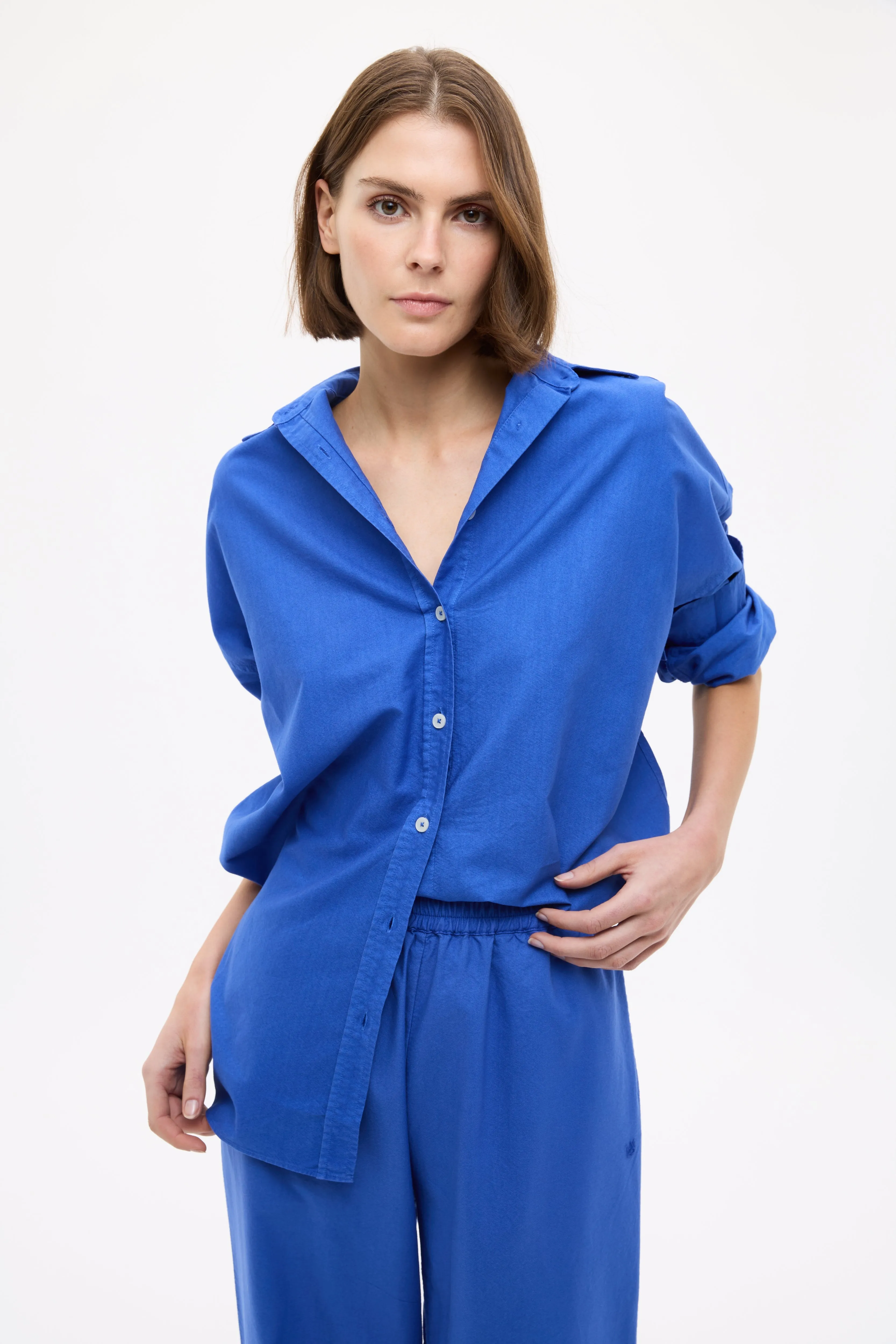 Mara Oversized Long Sleeve Shirt - Cobalt Blue sold by LMND product image thumbnail 5