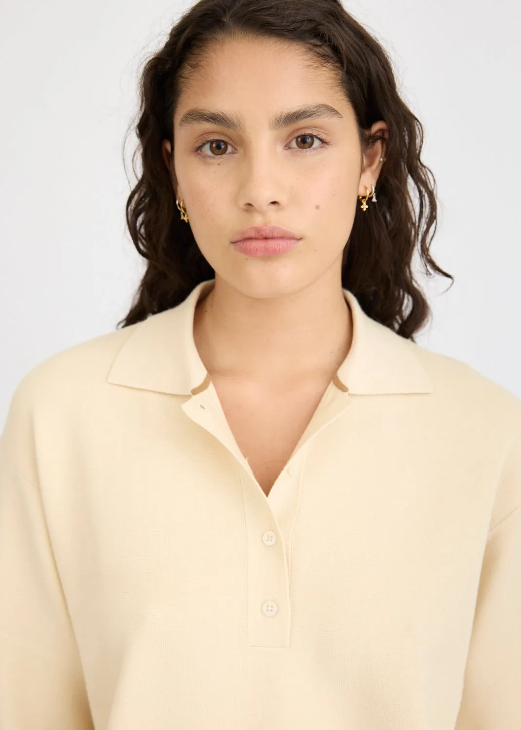 Rossy Knit Polo - Birch + Toffee Trims sold by LMND product image thumbnail 2