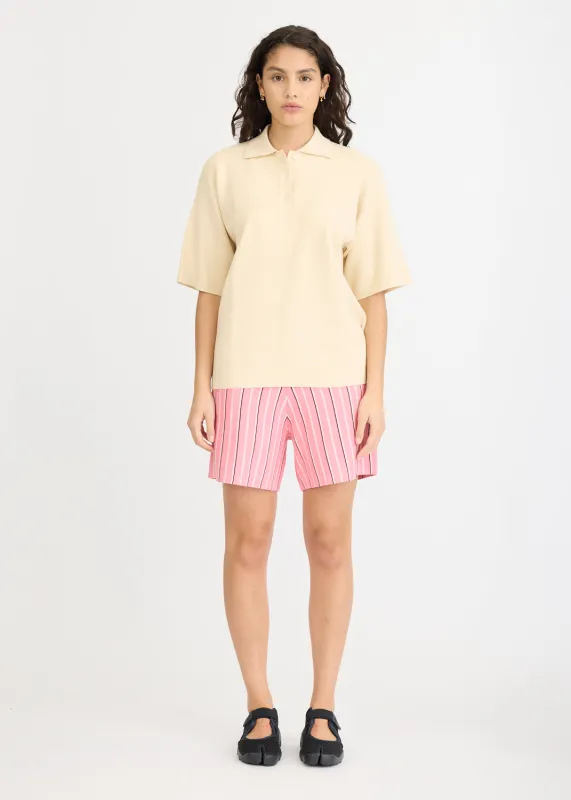 Rossy Knit Polo - Birch + Toffee Trims made by LMND