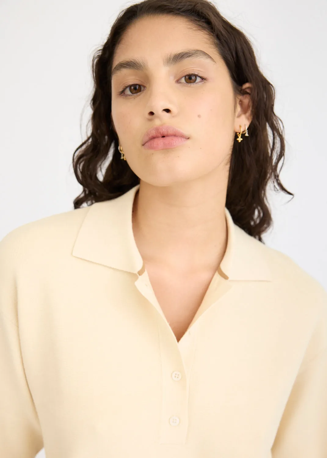 Rossy Knit Polo - Birch + Toffee Trims sold by LMND product image thumbnail 5