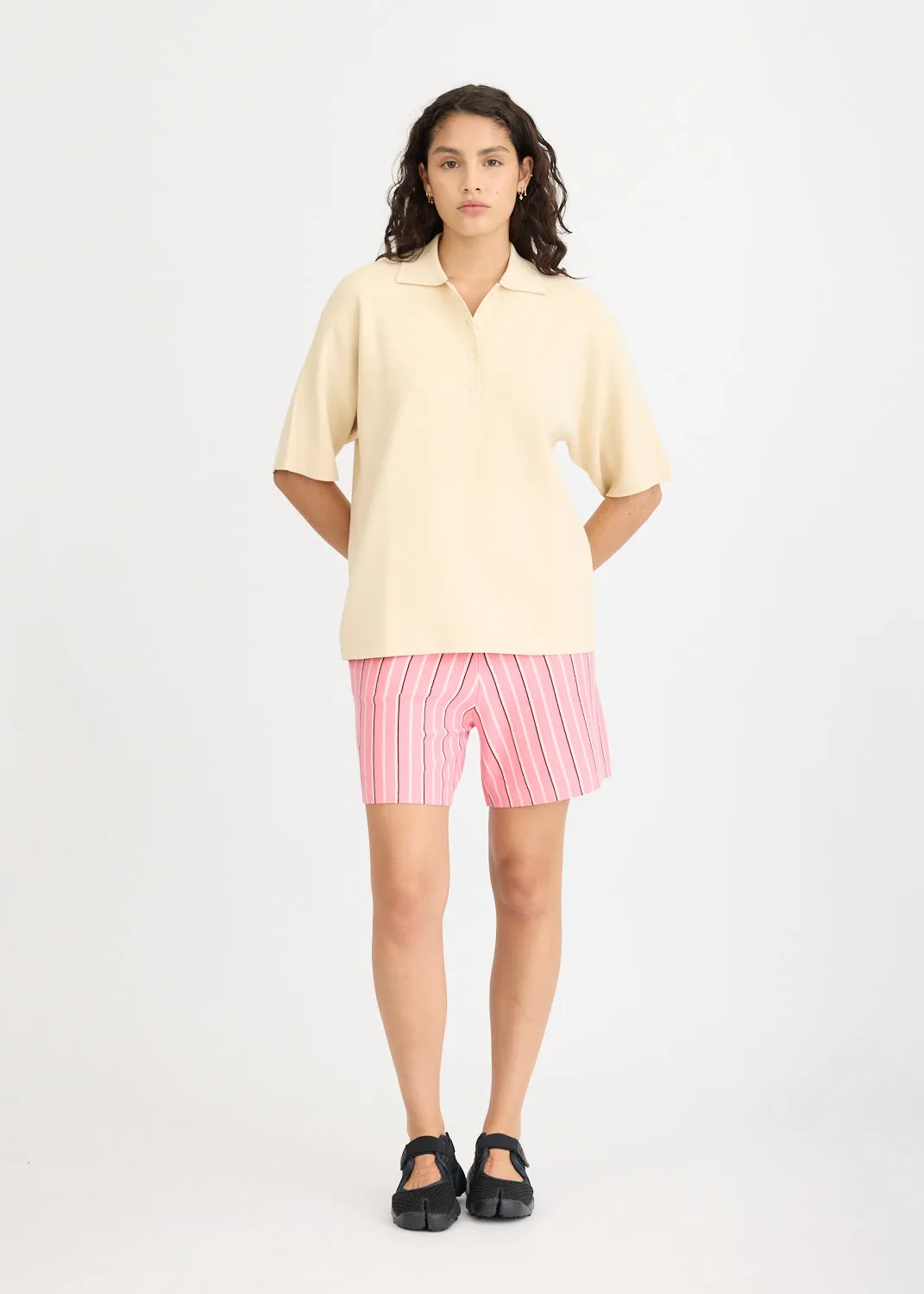 Rossy Knit Polo - Birch + Toffee Trims sold by LMND product image thumbnail 3