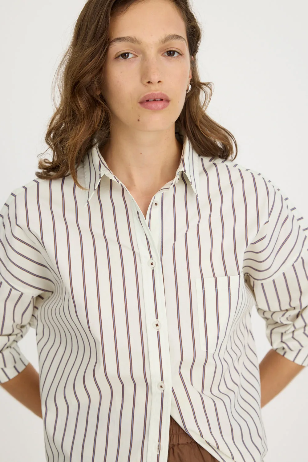 Chiara Long Sleeve Shirt Stripes - Vanilla Stripes sold by LMND product image thumbnail 2