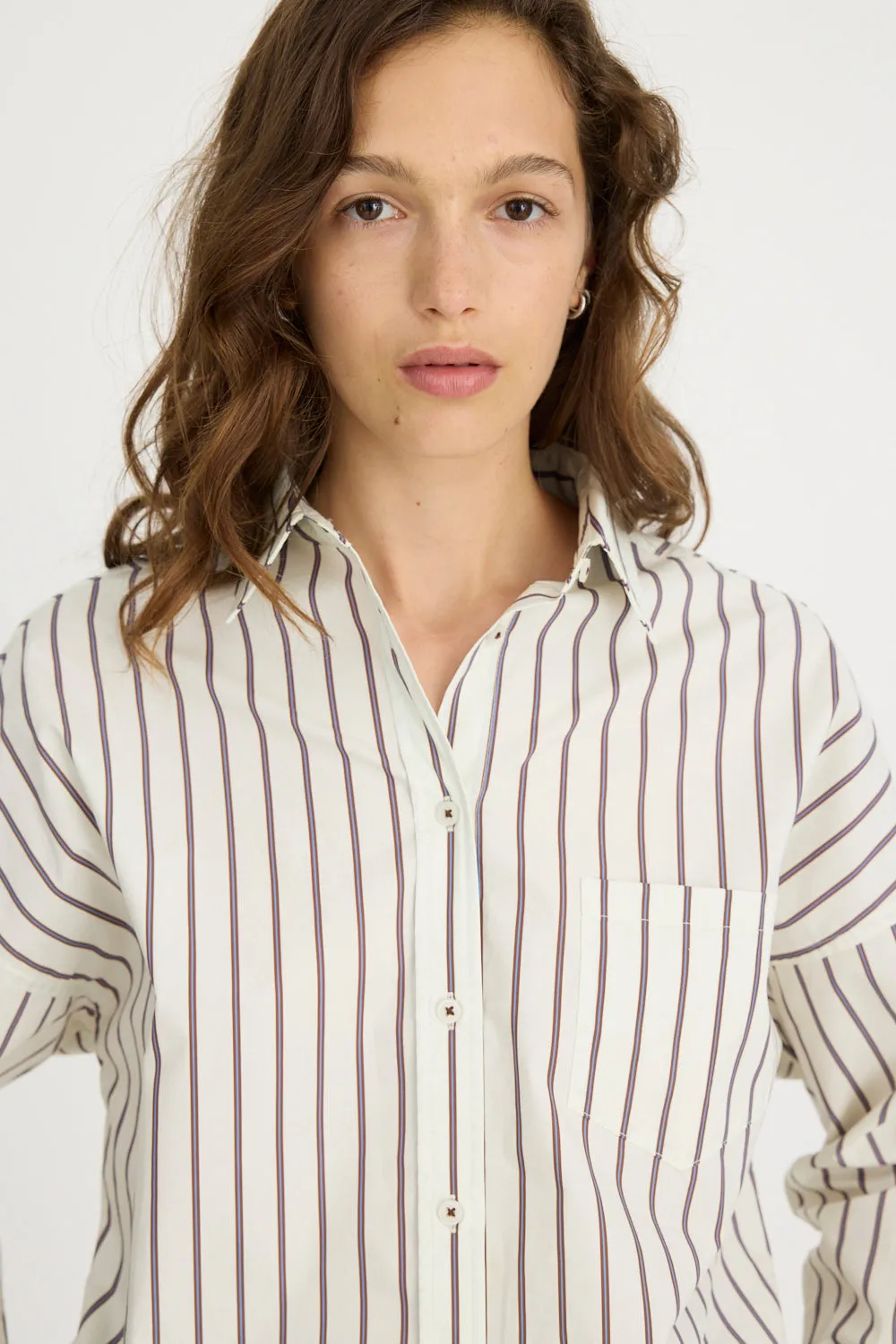 Chiara Long Sleeve Shirt Stripes - Vanilla Stripes sold by LMND product image thumbnail 3