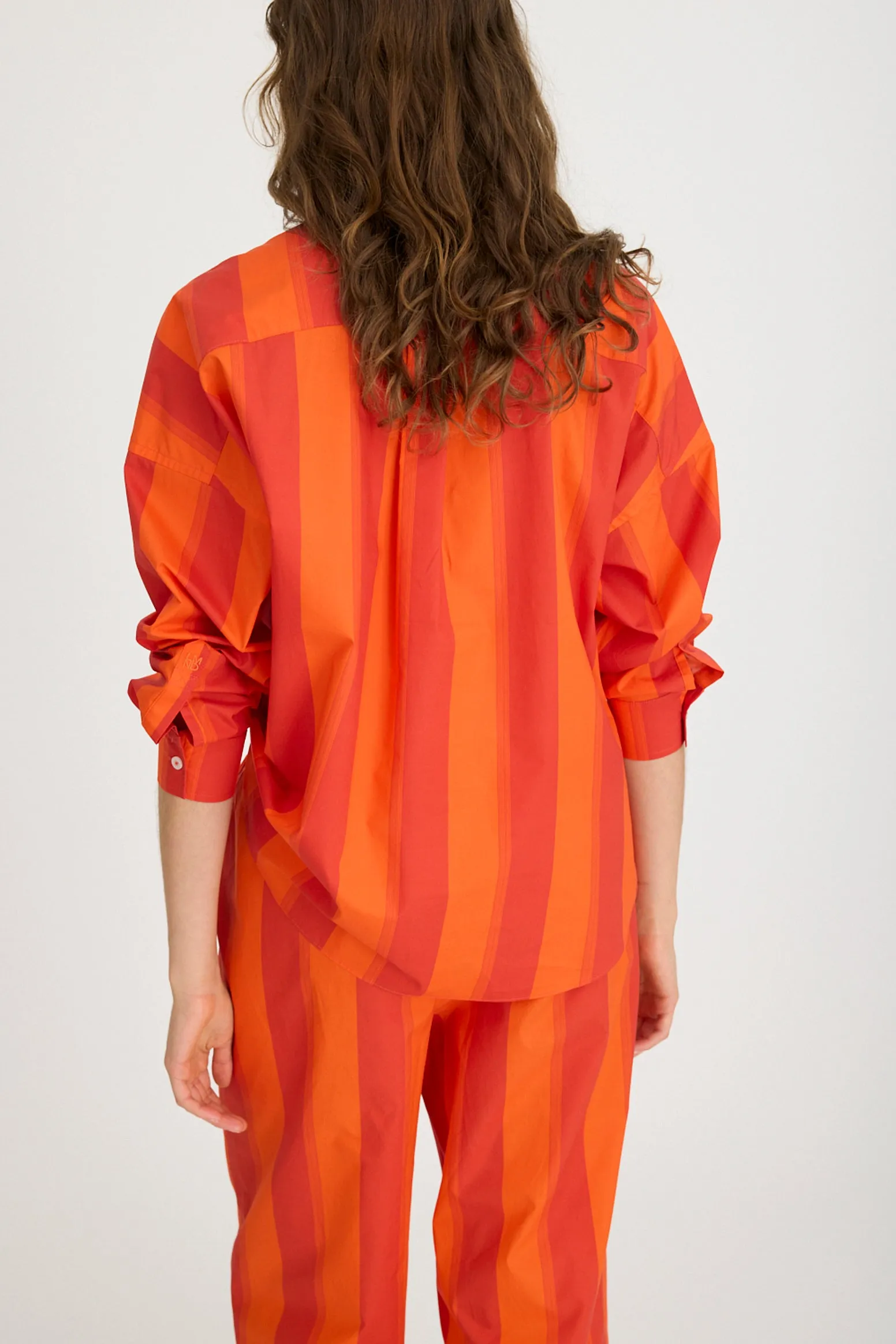 Chiara Long Sleeve Shirt Stripes - Spicy Orange Stripe sold by LMND product image thumbnail 2