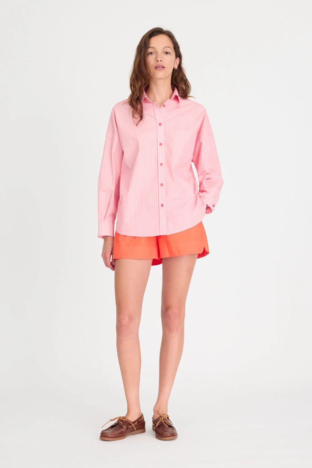 Chiara Long Sleeve Shirt Pinstripe - Pink/Spicy Orange sold by LMND product image thumbnail 2
