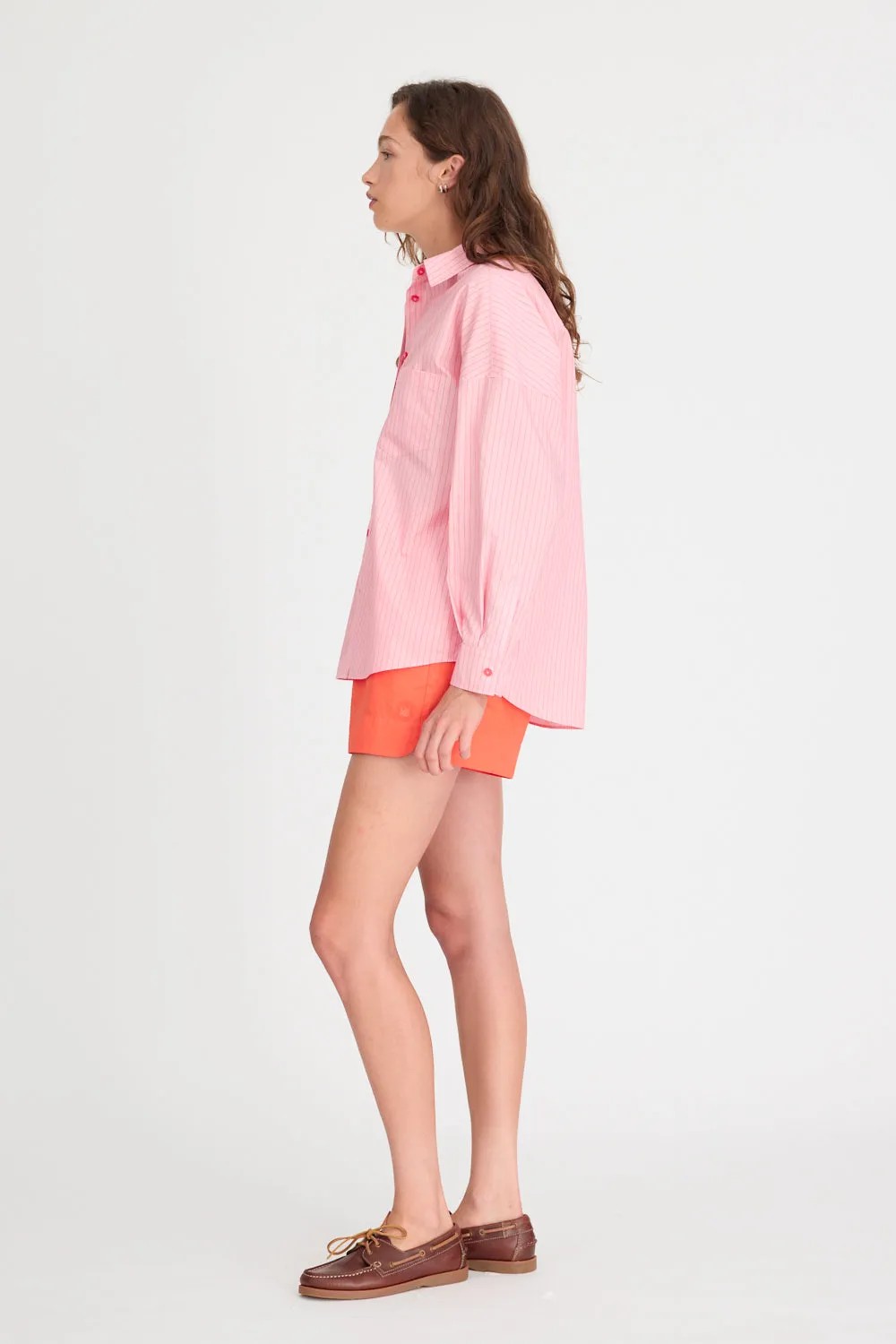 Chiara Long Sleeve Shirt Pinstripe - Pink/Spicy Orange sold by LMND product image thumbnail 3