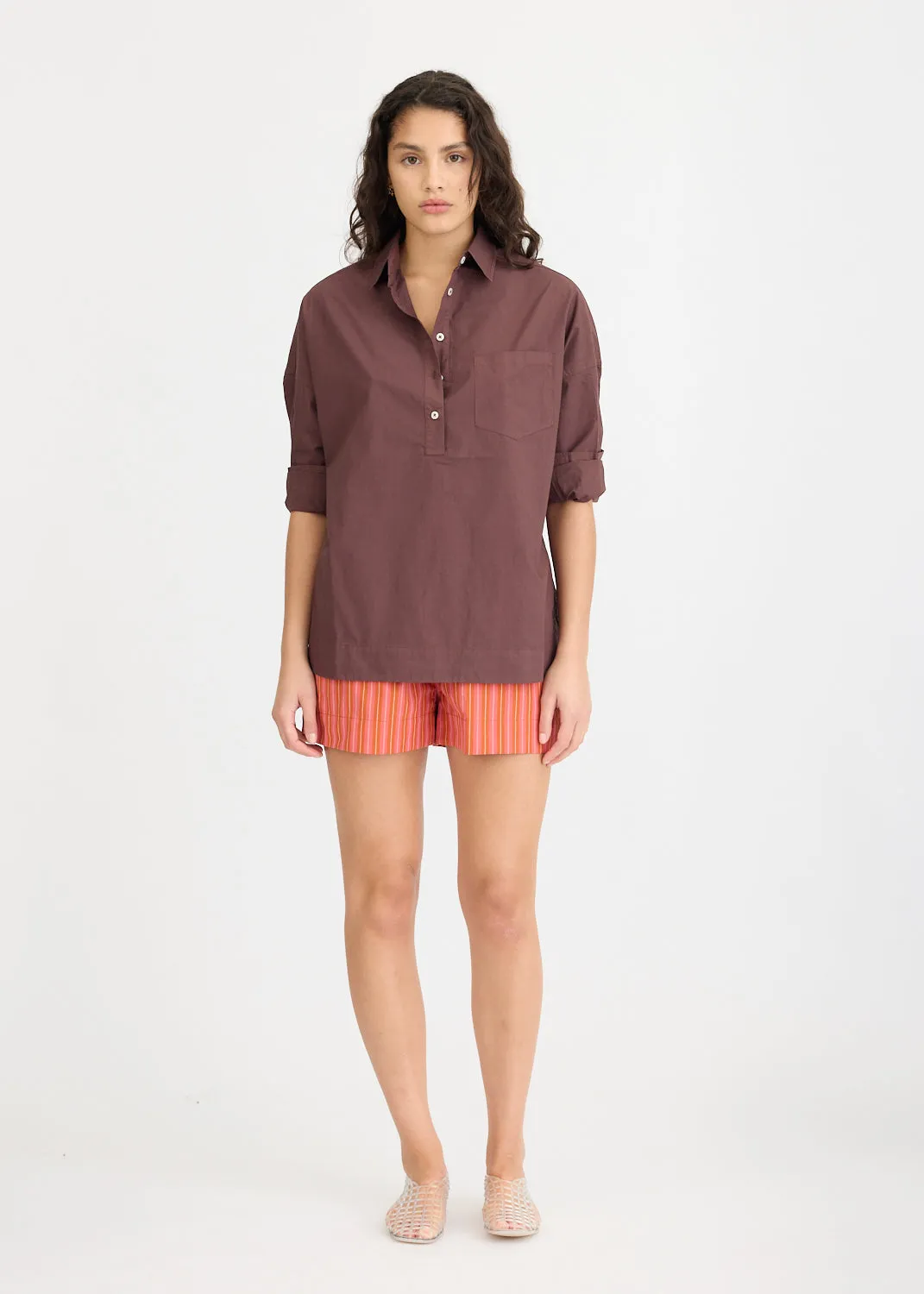 Chiara Half Placket Shirt - Chocolate sold by LMND product image thumbnail 3