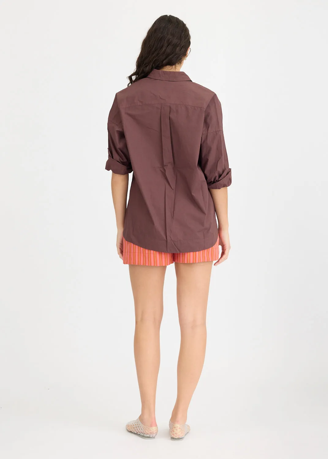 Chiara Half Placket Shirt - Chocolate sold by LMND product image thumbnail 4