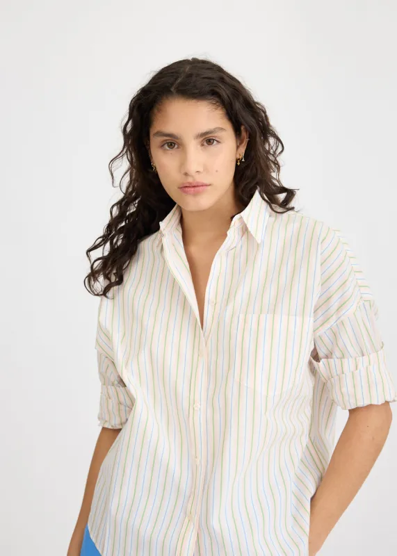 Chiara Long Sleeve Shirt Multi Stripe - Pink Sorbet Multi Stripe made by LMND