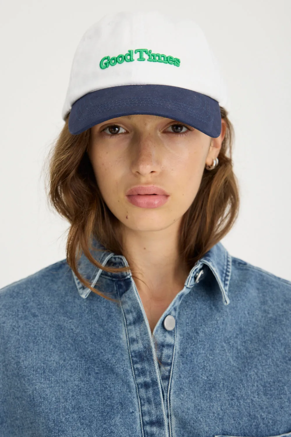 Good Times Cap - White/Navy/Light Verde sold by LMND