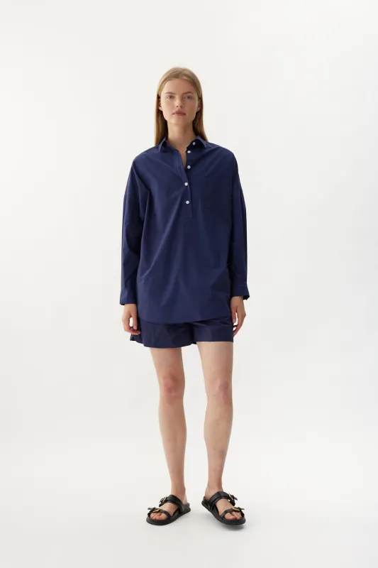 Chiara Half Placket Shirt - Navy made by LMND