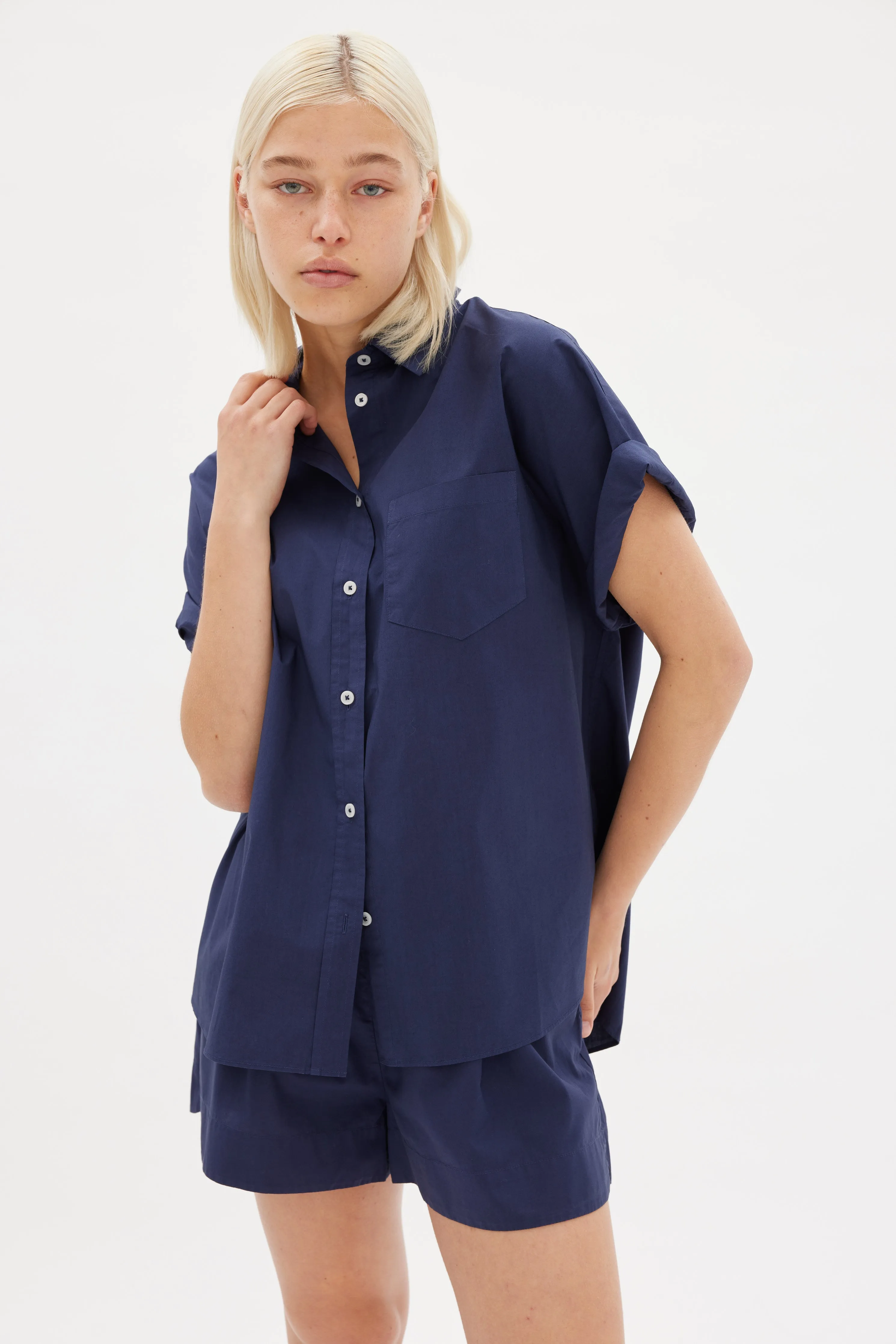Chiara Short Sleeve Shirt - Navy sold by LMND product image thumbnail 4
