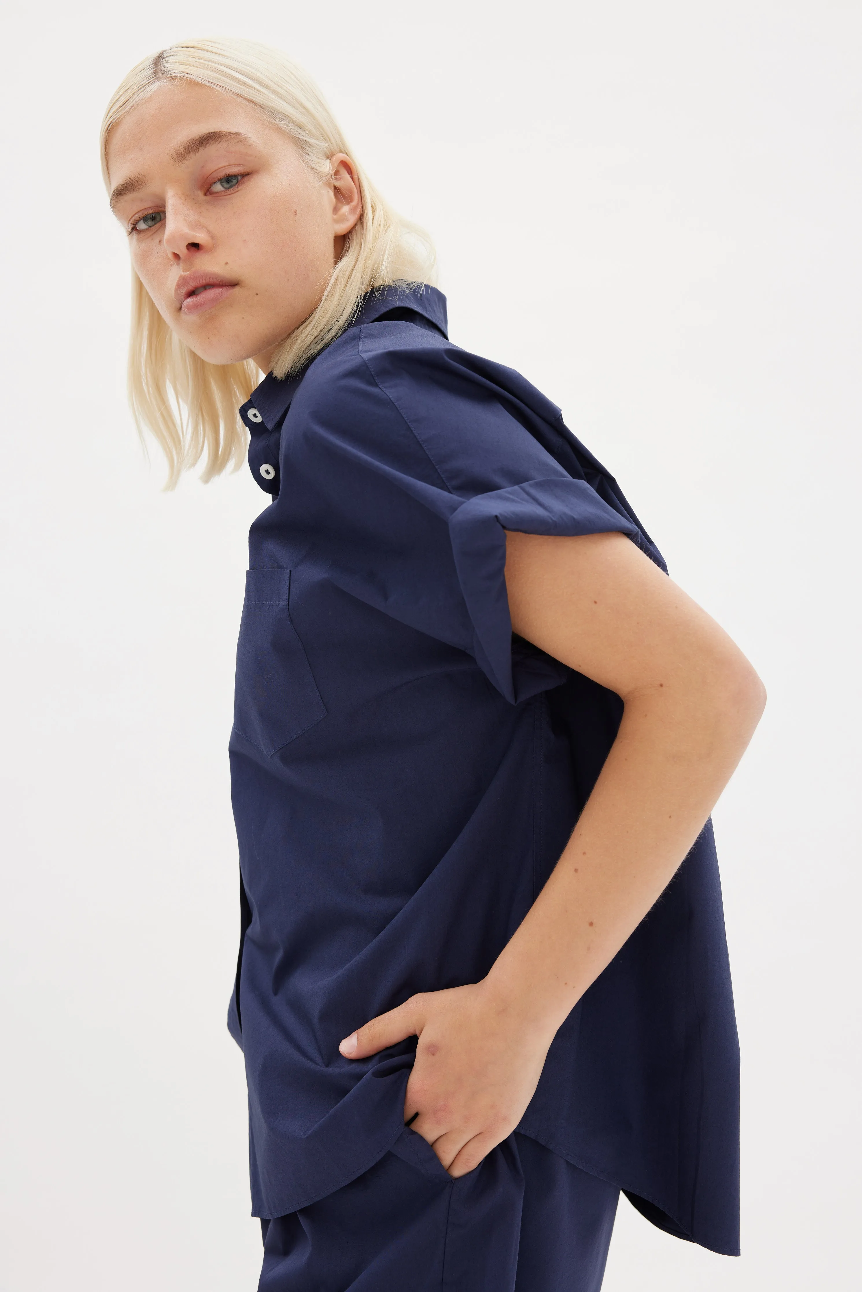 Chiara Short Sleeve Shirt - Navy sold by LMND product image thumbnail 5