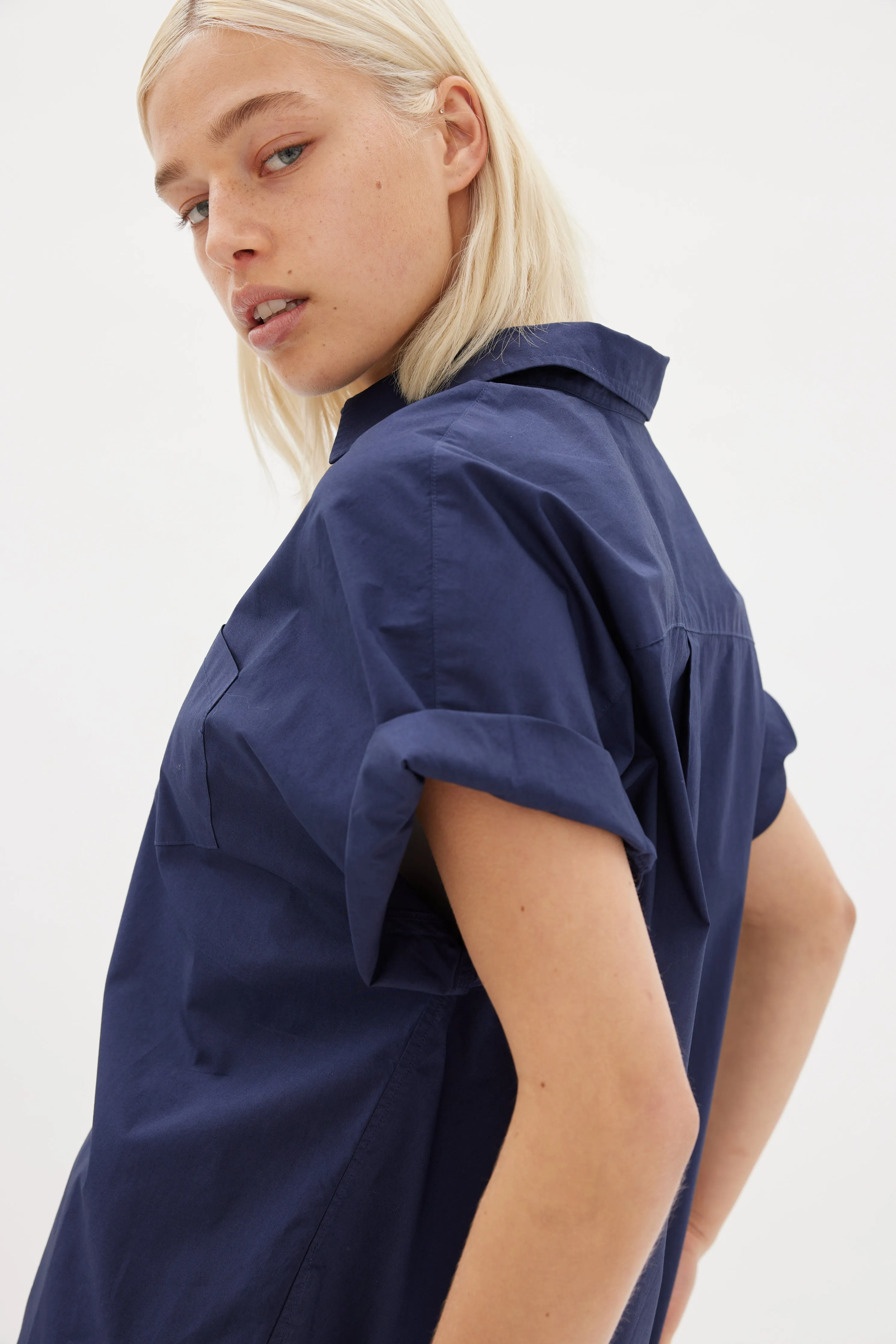 Chiara Short Sleeve Shirt - Navy sold by LMND