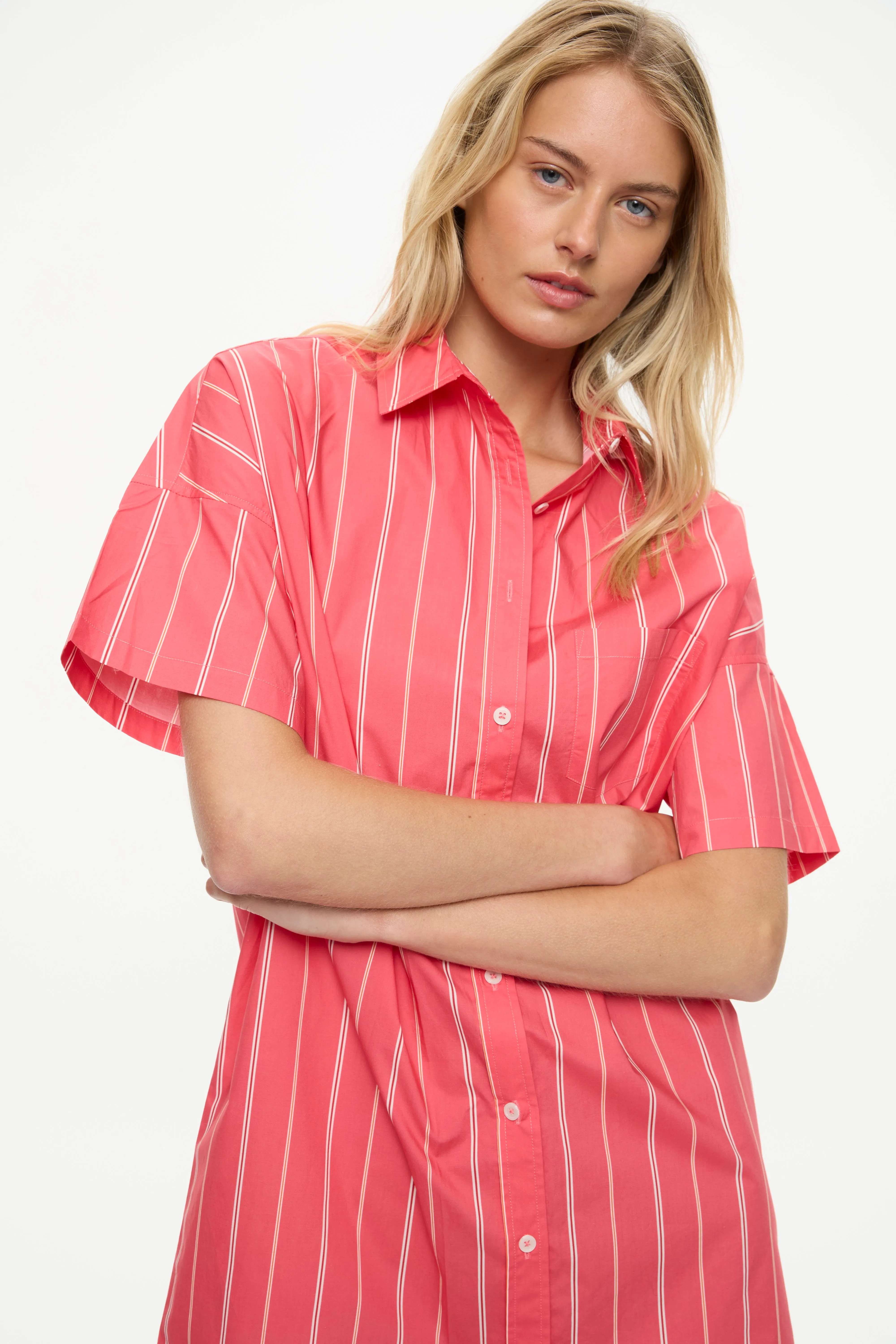 Chiara Short Sleeve Mini Dress - Stripes - Watermelon/Salsa/Orange/Natural sold by LMND product image thumbnail 4