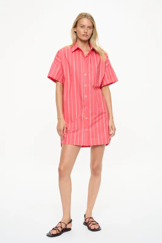 Chiara Short Sleeve Mini Dress - Stripes - Watermelon/Salsa/Orange/Natural made by LMND