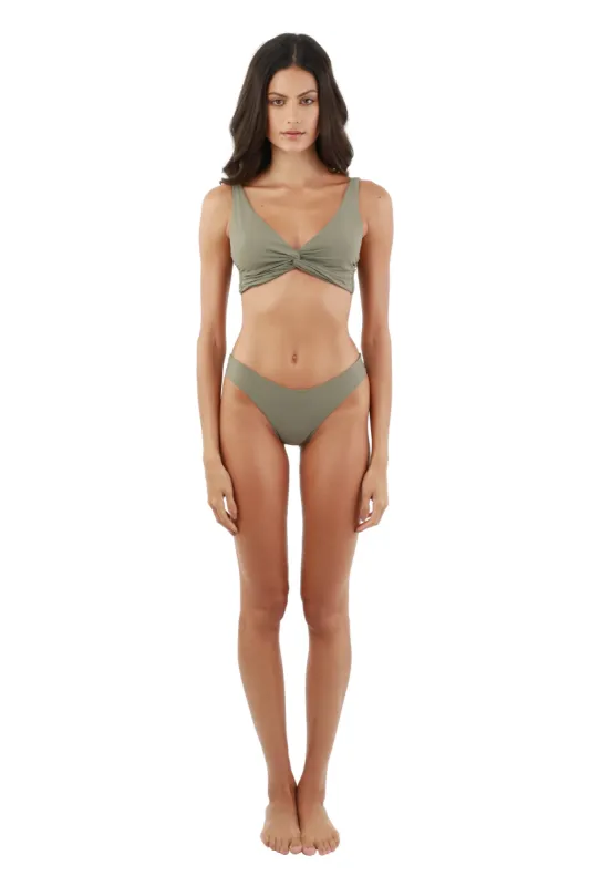 Clover Green The Knotty Top sold by Malai Swimwear