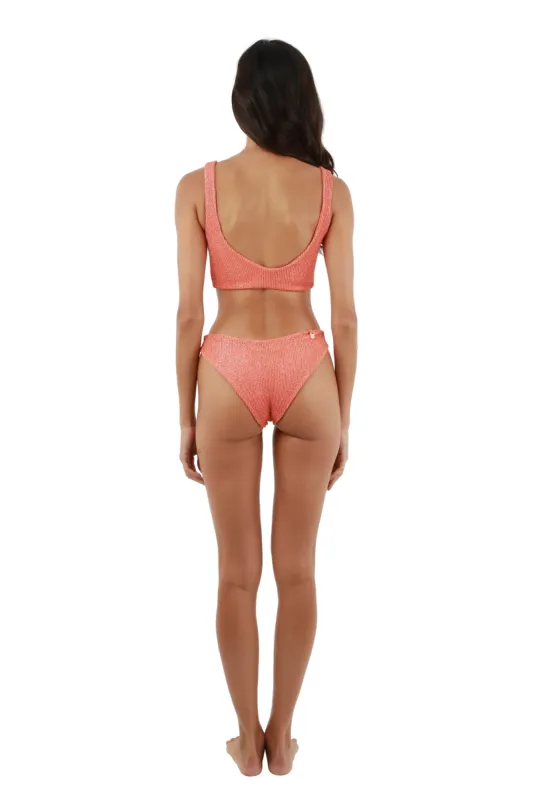 Textured Sparkling Sunset Orange Neo Paramount Bottom sold by Malai Swimwear