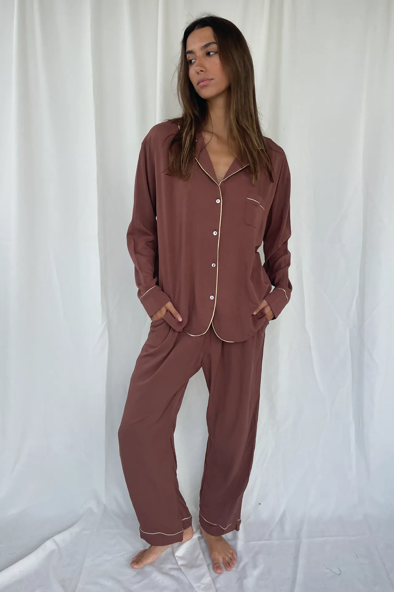 Earth Brown Pijama Shirt sold by Malai Swimwear