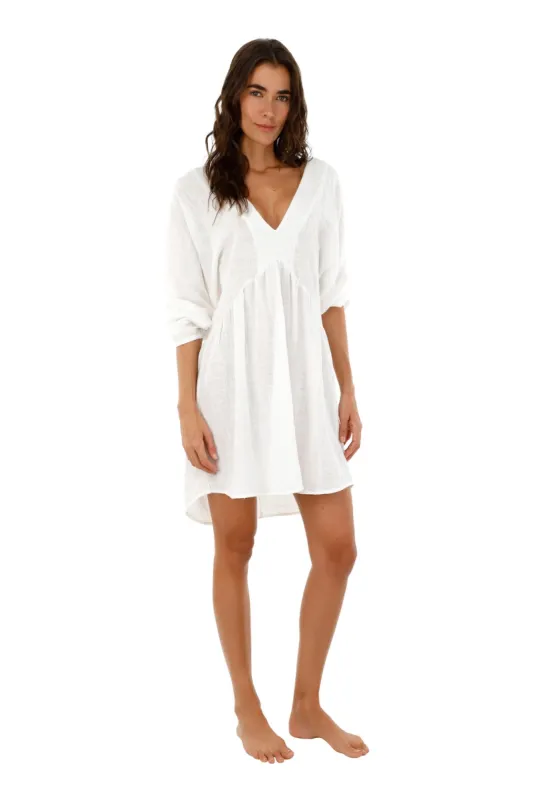 White Calla Dress sold by Malai Swimwear