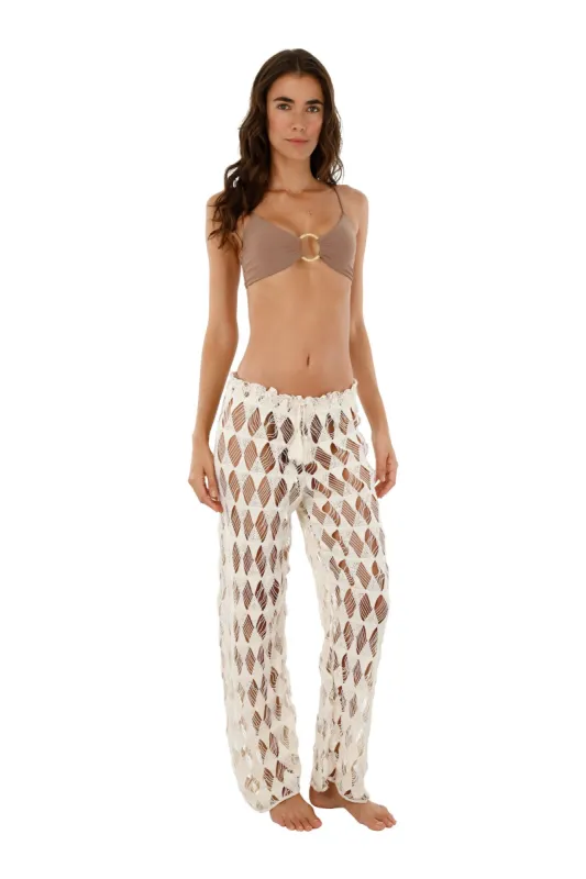 Ivory Rombus Ikon Pants sold by Malai Swimwear