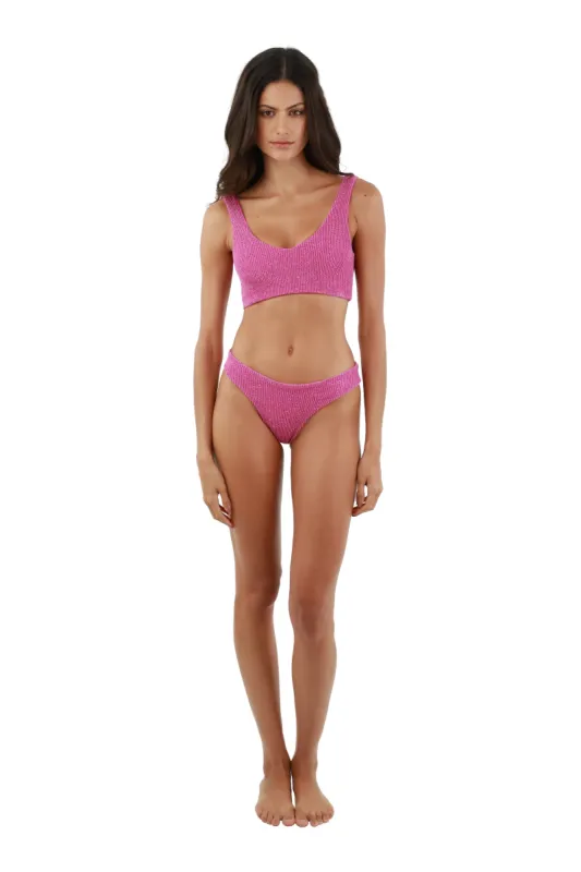 Textured Sparkling Easy Pink Jazz Top sold by Malai Swimwear