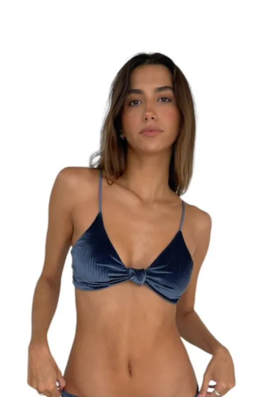 Velvet Deep Blue Connection Top sold by Malai Swimwear