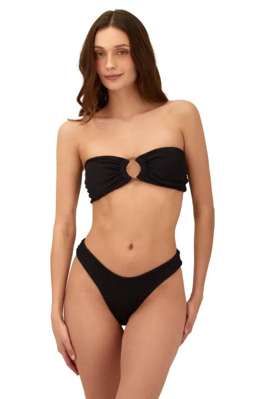 Textured Wave Black Cast Bandeau Top sold by Malai Swimwear