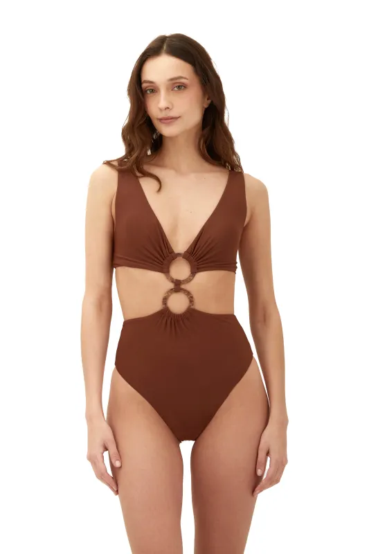 Earth Brown Danza One Piece sold by Malai Swimwear
