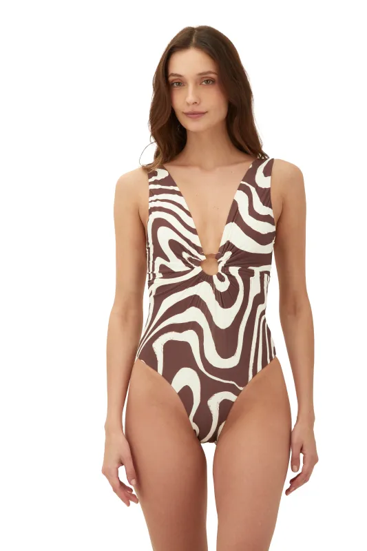 Chocolateswirl Misha Hoop One Piece sold by Malai Swimwear
