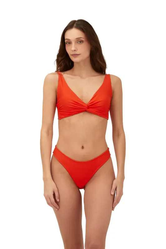 Brisa Tangerine The Knotty Top sold by Malai Swimwear