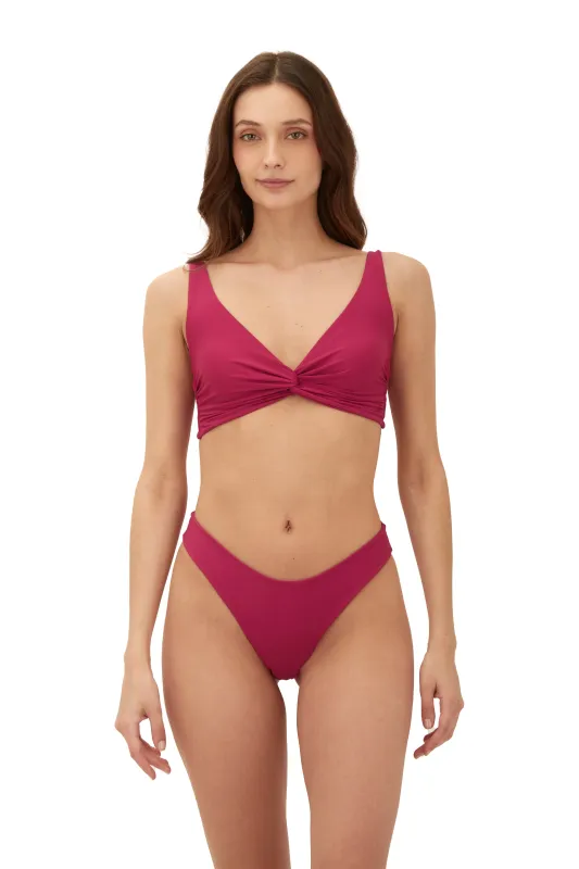 Brisa Raspberry The Knotty Top sold by Malai Swimwear