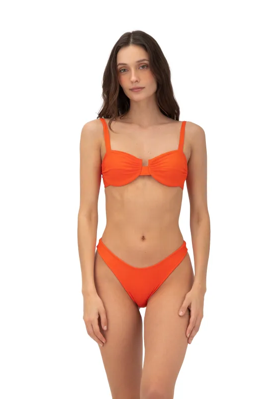 Brisa Tangerine Coral Top sold by Malai Swimwear