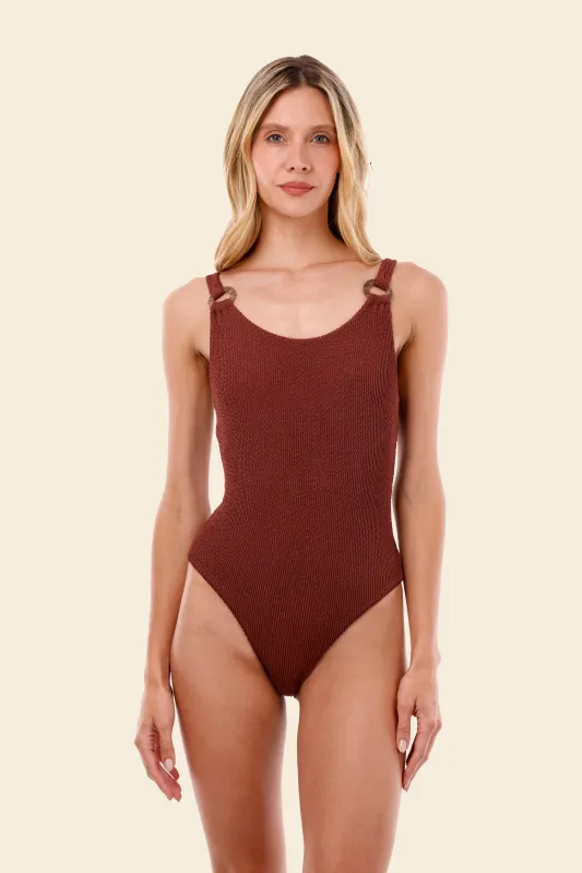 Textured Wave Barn Red Tag One Piece sold by Malai Swimwear