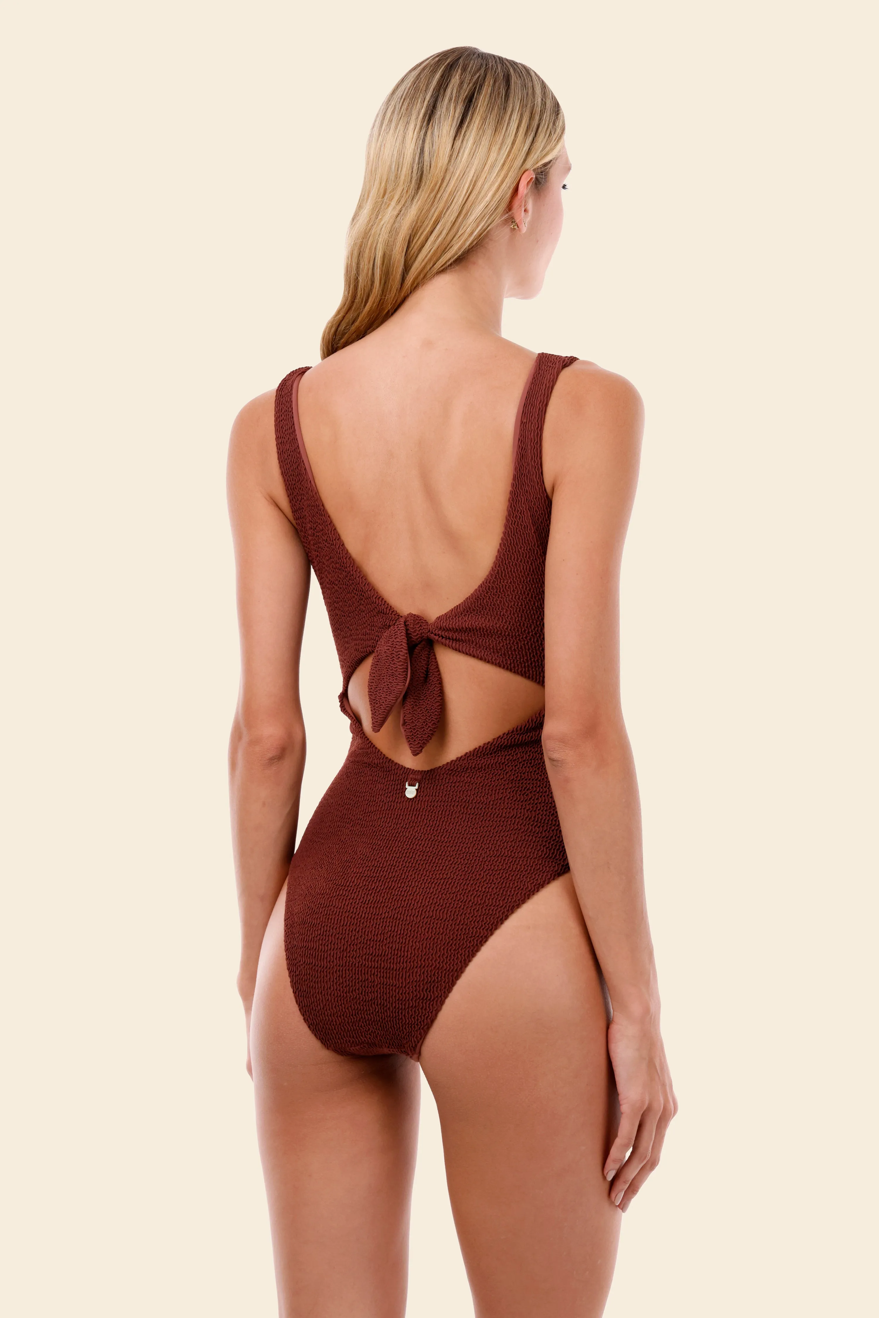 Textured Wave Barn Red Twix One Piece sold by Malai Swimwear product image thumbnail 2