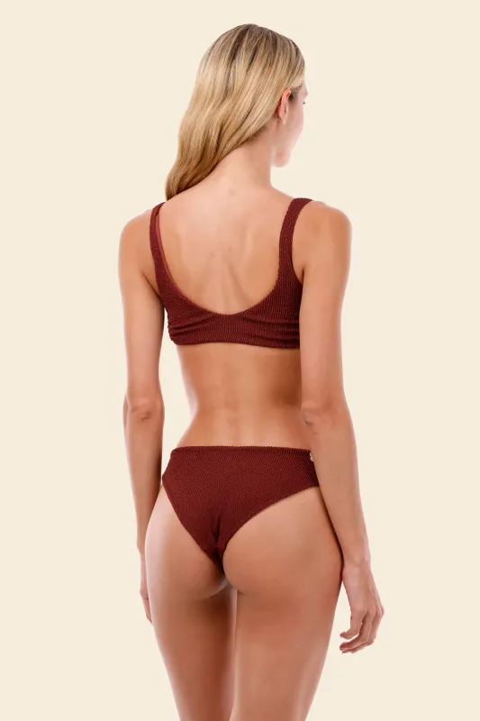 Textured Wave Barn Red Neo Paramount Bottom sold by Malai Swimwear