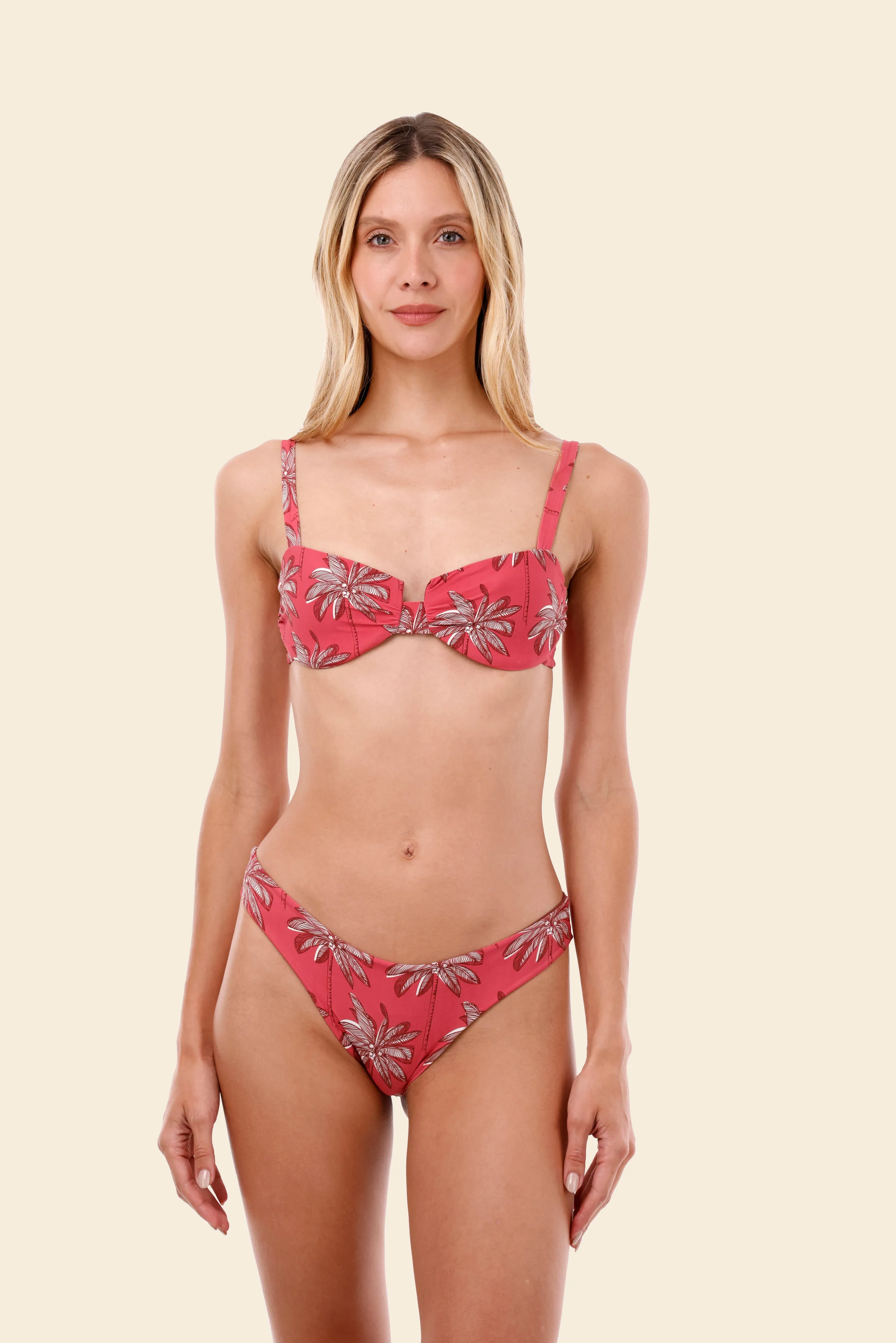 Tropical Wine Coral Top sold by Malai Swimwear